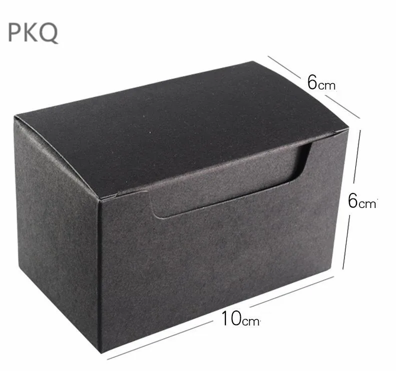 

50pcs Cardboard Paper Black Box 10*6*6cm Small Jewelry Packaging Paper Box Black Carton Party Favor Box