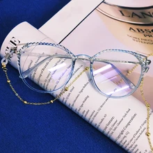 Анти-синий светильник, квадратные оправы для очков кошачий глаз для женщин, оптические очки, компьютерные прозрачные очки, очки Tr90, металлическая оправа