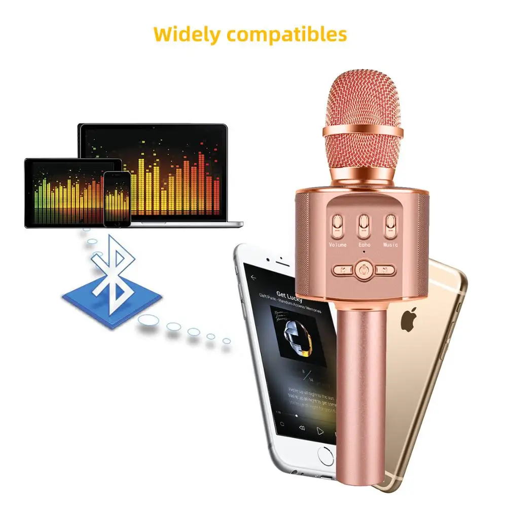 Bluetooth караоке микрофон домашний KTV портативный беспроводной микрофоны с дыхательный светильник запись музыки микрофон для ios android телефон