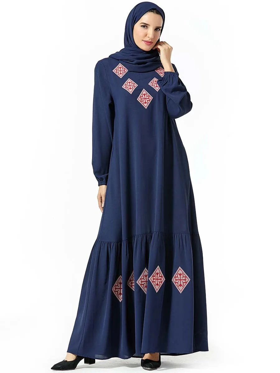 Элегантное макси платье с вышивкой абайя хиджаб мусульманский длинный халат платья кимоно Ближний Восток ИД Рамадан Арабский исламский