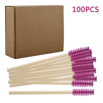 

50pcs Disposable Bamboo Handle Eyelash Brush Mascara Wands Brushes Makeup Brush Eyelash Extension Brush Mascara Applicator