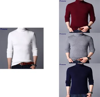 

2020 new style stand-up collar shirt cotton, wool pullover standard wool casual slim men's style muscle style