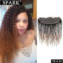 Искра бразильские кудрявые вьющиеся человеческих волос Кружева Фронтальная 13x4 уха до уха часть Remy человеческие волосы с эффектом деграде(переход от темного к Цвет 1B/4/30 10-20 дюймов
