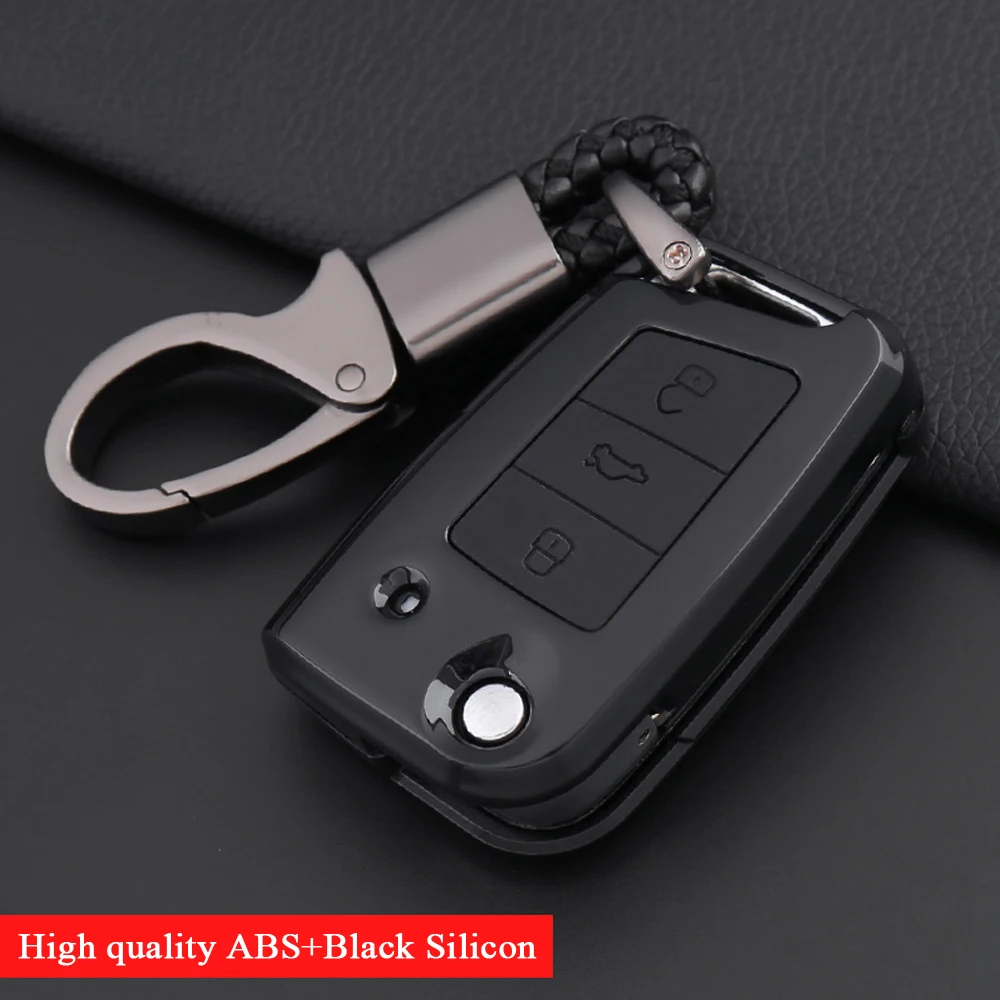 Чехол для ключа автомобиля с 3 кнопками Volkswagen VW Polo Bora Golf 7 Tiguan Skoda Octavia Kodiaq Karoq Seat Ateca