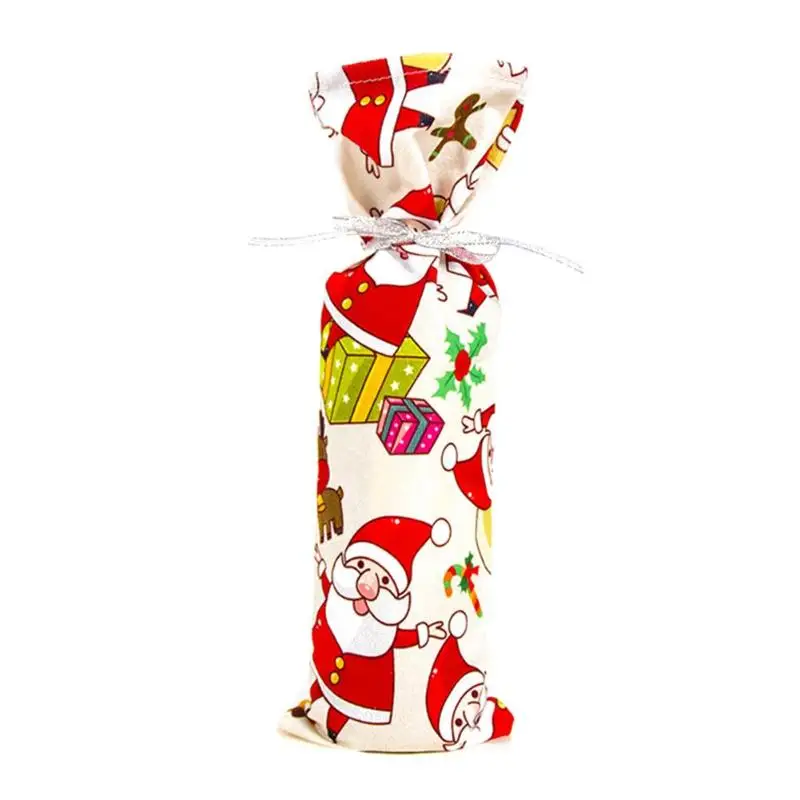 Тканевые рождественские винные бутылки с изображением снеговика и лося, новогодние вечерние украшения для дома - Цвет: G