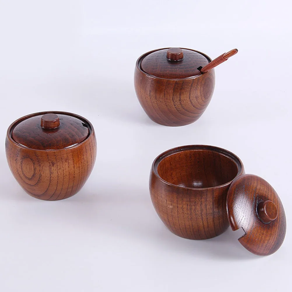 Kitchen Wooden Japanese Style Storage Lightweight Durable Mini Container Spice Jar Vintage
