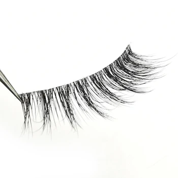 

HBZGTLAD 3pairs Invisible Band Transparent 3D Mink Fur Lashes Natural Long Wispy False Eyelashes +tweezers