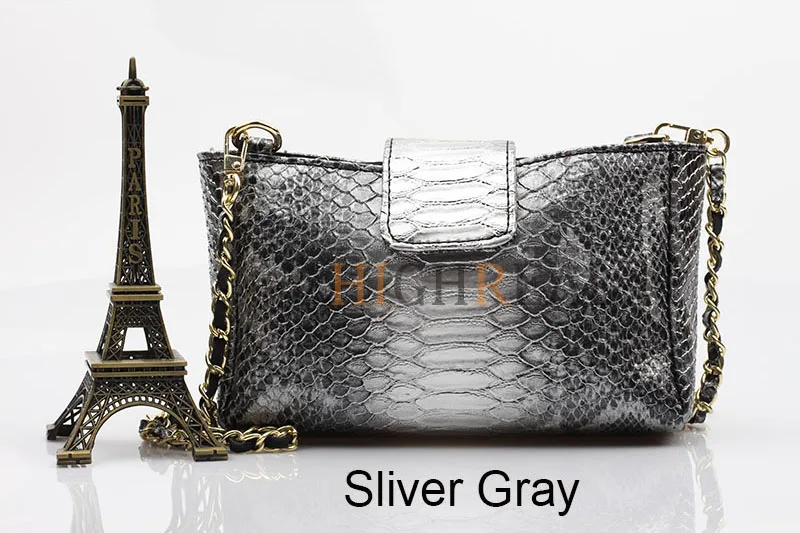 HIGHREAL Новая модная цепочка-змейка сумки на плечо высокое качество Змеиный узор сумка через плечо дорожная сумка Прямая поставка - Цвет: Silver Gray