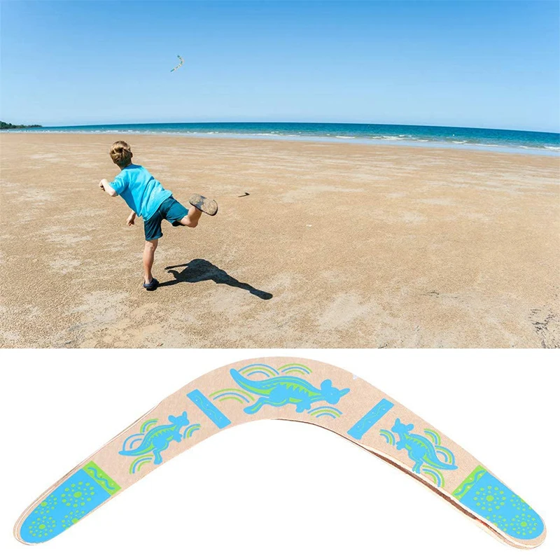 QIYI Wooden Blue Throwback V Shaped Boomerang Flying Disc Throw Catch Children Outdoor Sports Game Back to The Darts 
