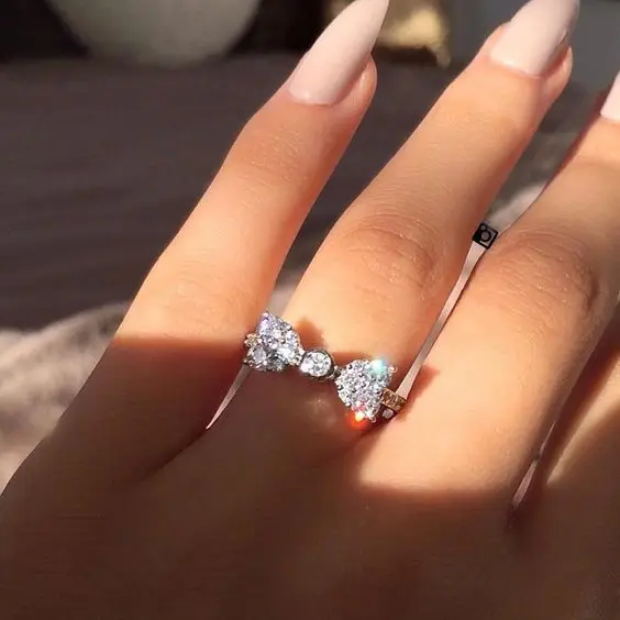 Новое модное ювелирное Элегантное Изысканное кольцо с бантом милое кольцо из циркона для девочек романтическое уникальное обручальное свадебное кольцо