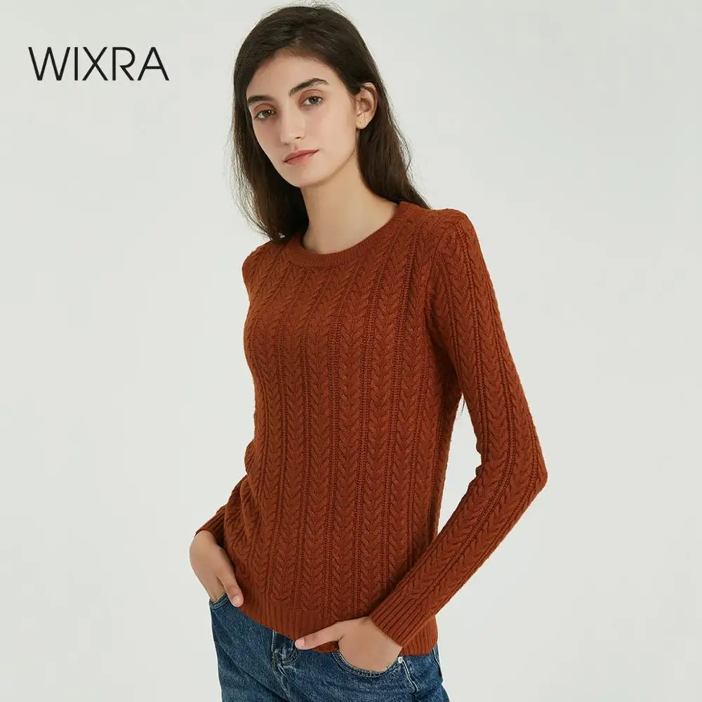 Wixra Womens Sweaters Autumn Winter Tops Slim Sweater Women O Neck Warm Pullover Jumpers Knitted Clothing | Женская одежда