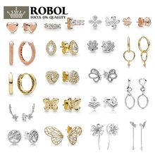 PDB ED 17 925 чистого серебра 1:1 Высокое качество Женские Клевер в форме сердца серьги в виде бабочек