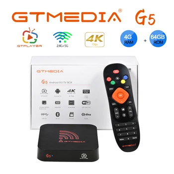 

GTMEDIA G5 Smart tv box Android 9.0 Amlogic S905X2 4GB+64GB 4K HD H.265 BT4.2 WIFI 2.4/5G Google Play Netflix Set Top Box