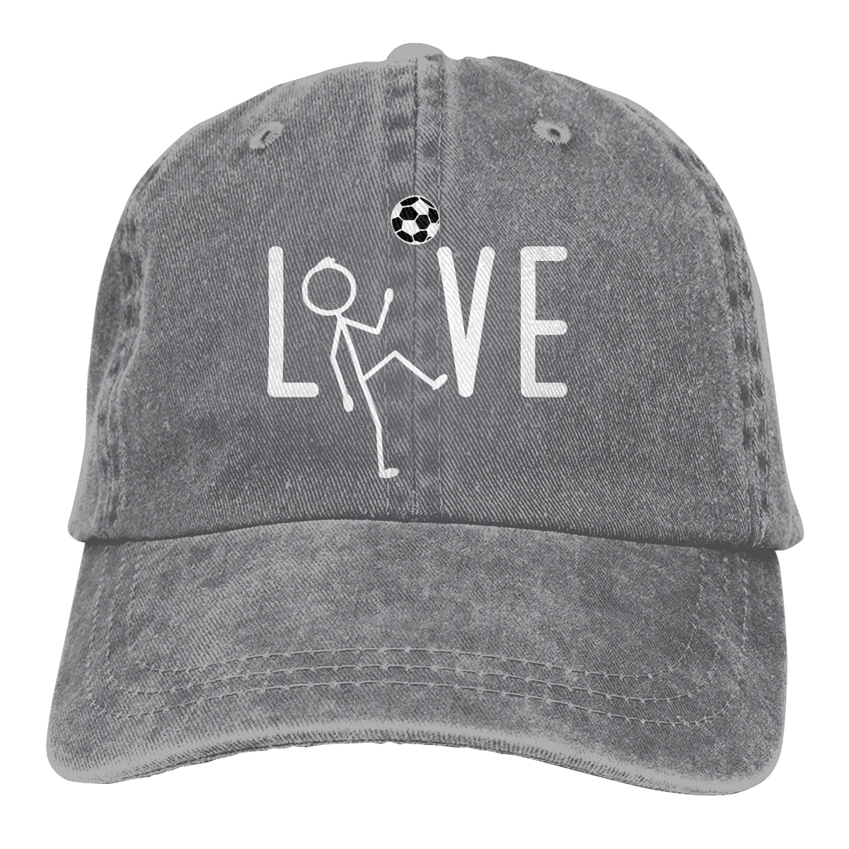 Любовь Футбол Casquette черный унисекс Мужские Женские деним Strapback бейсболка Регулируемая Гольф папа шляпа