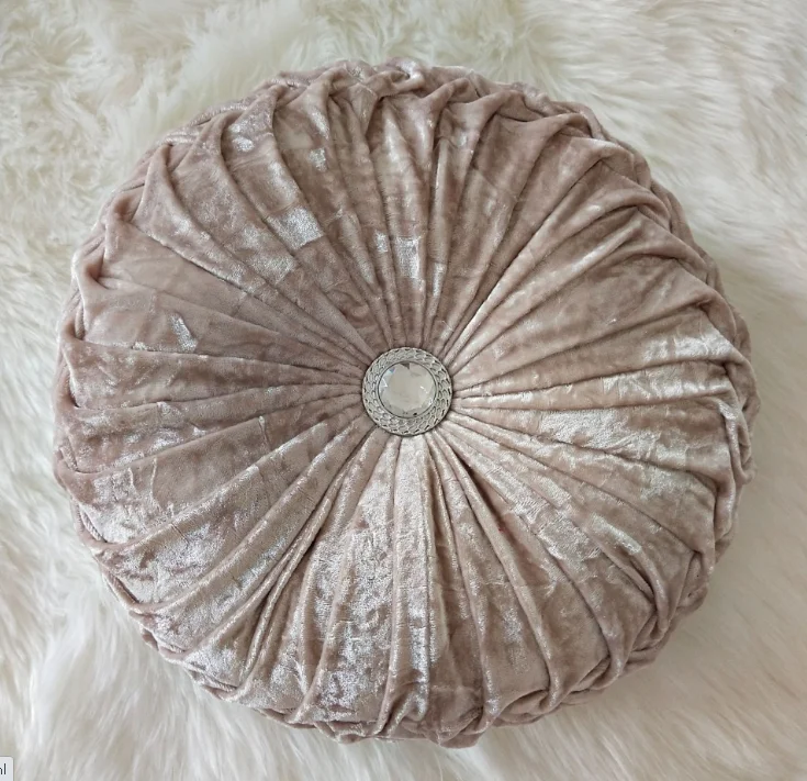 Elero Round Throw Pillow Handcrafted Chair Cushion Couch Pumpkin Velvet Floor Pillow for Couch Chair Bed Car Decoration Grey