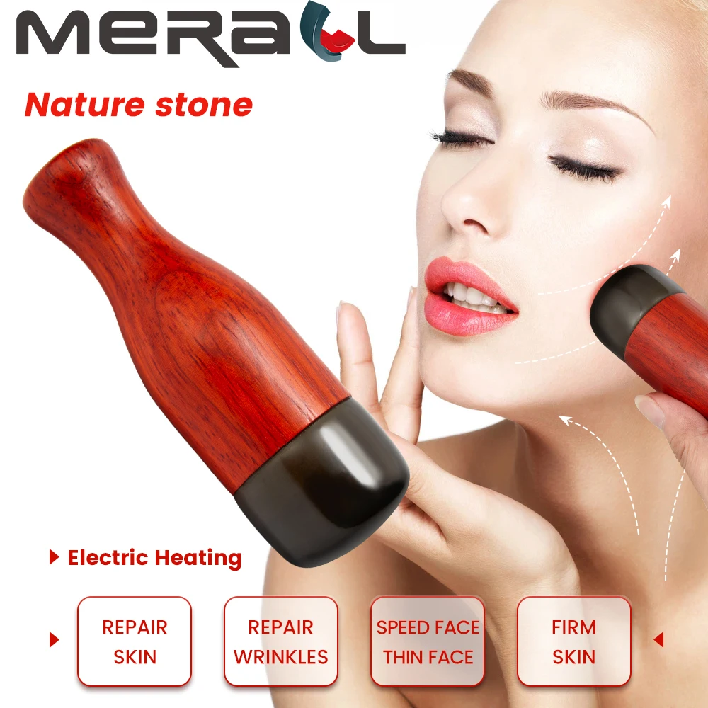 Natural Stone Gouache Scraper for Face Lift Massager Electric Heating Neck Gua Sha Massage Tool Wrinkle Removal Beauty Skin Care