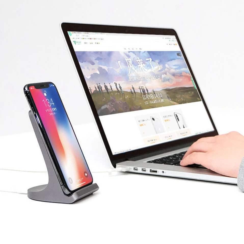 Xiao Mi 5 W/7,5 Вт/10 Вт QI Беспроводной Зарядное устройство вертикальный Тип type-C для быстрой зарядки для iPhone 8/8 P/XS samsung S9 S8 2-катушки стенд держатель