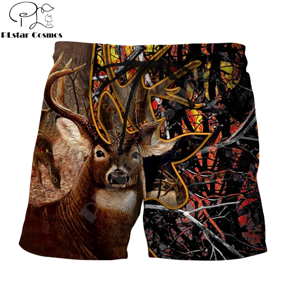 

Мужские шорты с 3D принтом для охоты/оленя, уличная одежда унисекс, летние пляжные свободные шорты, повседневные брюки из полиэстера SDM22