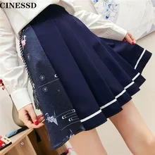 Весенняя и летняя новая юбка японская Студенческая плиссированная юбка девушка любовь тысяча бумажных журавлей узор классическая женская красивая юбка