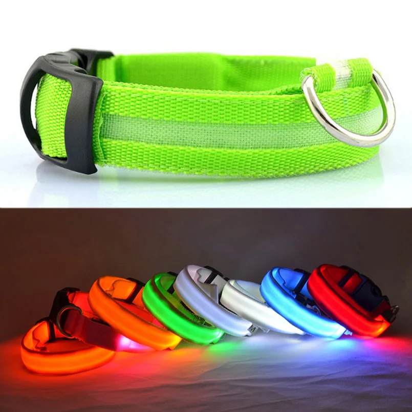 LED Safety Dog Collar USB Rechargeable Light Up Pet Collar Adjustable Nylon Flashing Luminous Necklace Puppy  Anti-lost Supplies