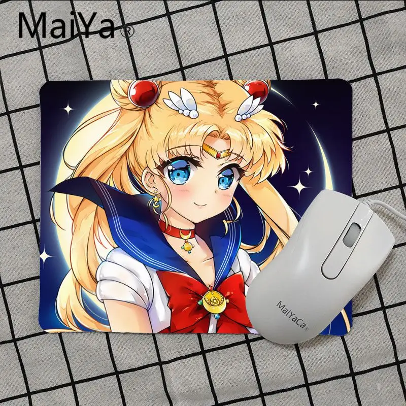 No Lock Edge18x22cm Maiya Высокое качество аниме Сейлор Мун резиновая мышь прочный Настольный коврик для мыши Лидер продаж игровой коврик мышь - Цвет: No Lock Edge18x22cm