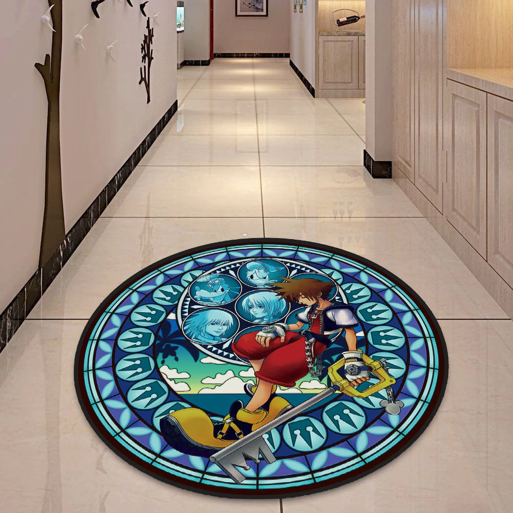 Kingdom Hearts Round Non Slip Circles Floor Rugs Washable Mat Blanket Carpets 