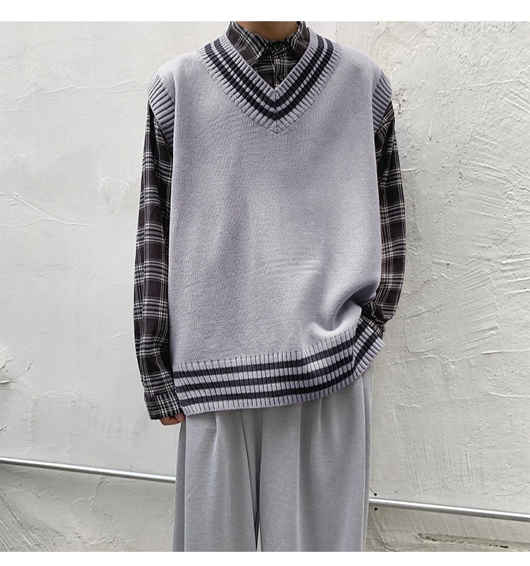 Осенне-зимний мужской свободный свитер с круглым вырезом в Корейском стиле Модная рубашка пуловер M-2XL