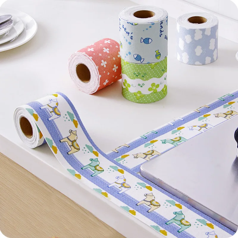 

1pc Mildew Proof Adhesive Tape Kitchen Decoration Sink Bathroom Waterproof Seam Strips Corner Glue Beauty Green Wall Stickers