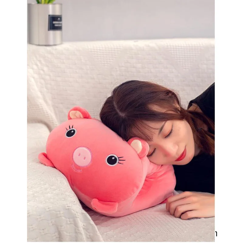 Kawaii мягкая плюшевая подушка с животным ворсом, игрушка для украшения дома и офиса, мультяшная подушка, теплая подушка для рук, зимний подарок