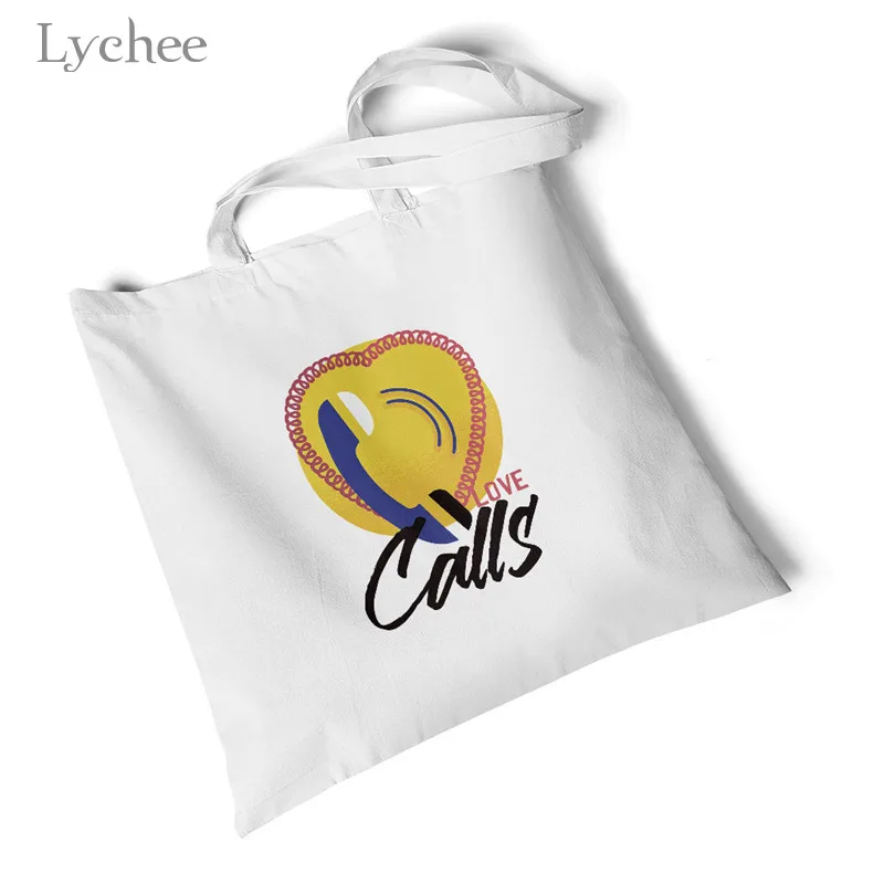 Lychee Harajuku экологические сумки для покупок Женская Холщовая Сумка с буквенным принтом повседневные Белые пляжные сумки Большая Студенческая сумка на плечо