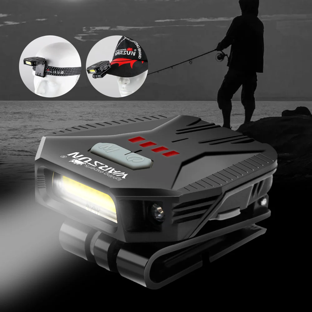 

SUNYIMA COB LED Induction Hat Clip Lights USB Charging Headlight Fishing Waterproof Touch Sensor Headlamp Cap light flashlight