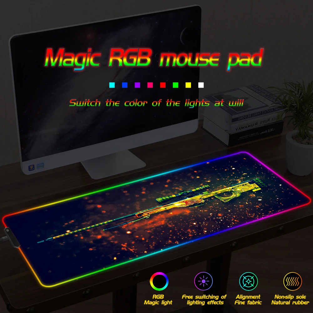 Игровой коврик для мыши FFFAS большой геймерский RGB с подсветкой компьютера и USB