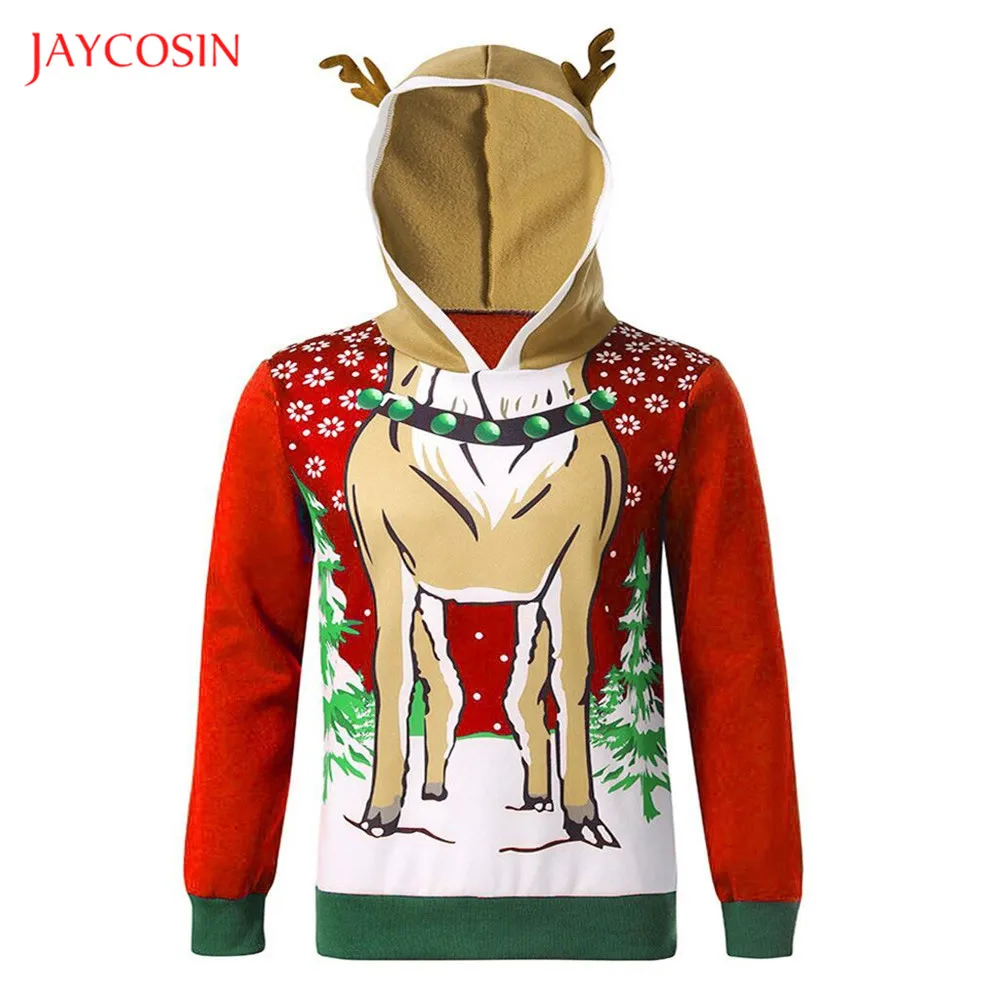 Joycosin, рождественские мужские толстовки, толстовка, новая модная одежда, с капюшоном, с оленем, с длинным рукавом, пуловер, мужские топы, вечерние, праздничные