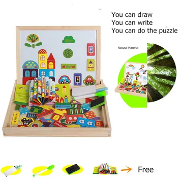 

Wooden Magnetic Puzzle Toys for Children Animals Circus Jigsaw Drawing Board with Box Kids Educational Learning Toy