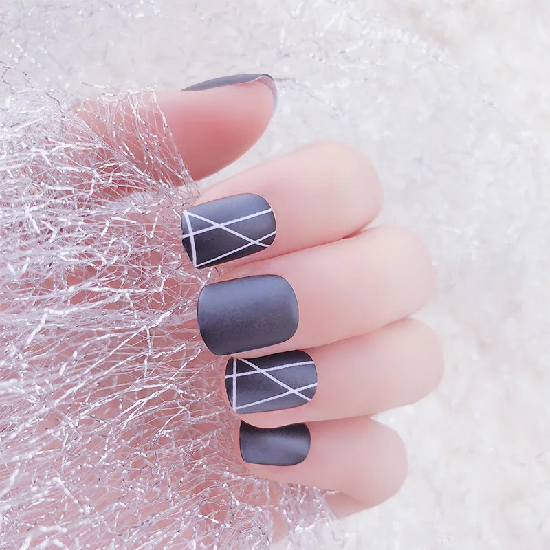 24Pcs Fake Nails False Nail Fingernail Art Sticker Tips Art Decoration Tools