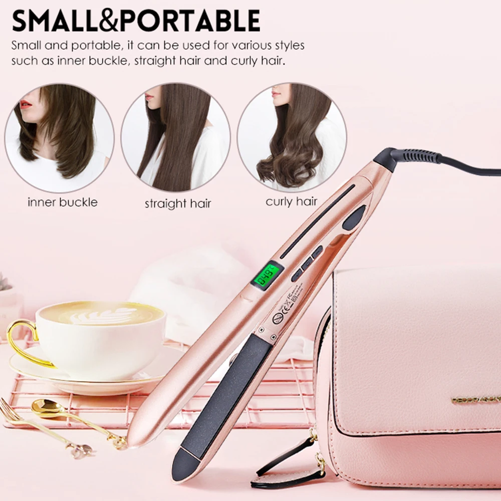 

Hair Straightener with Digital Display Adjustable Temperature Auto Shut Off 1 inch Ceramic Hair Styling Flat Iron Hair Curlers