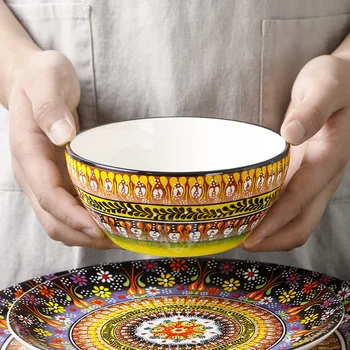 

Plate Set Ceramic Steak Plate Creative Western Food Plate Bowl Cup Combination Breakfast Plate Household Fruit Plate Dinner Plat