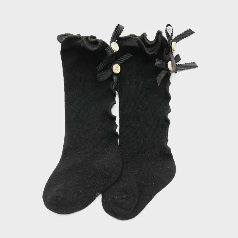 6 pair/lot Newborn Baby Kids Socks Toddlers Girls Big Bow Knee High Long Breathable Comfortable Soft Cotton Lace Baby Socks