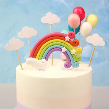 

10*7cm Rainbow Unicorn Cake Topper Birthday Party Decoration Kids Favors Cake Decorations Tools Cupcake Topper Dessert Table-S