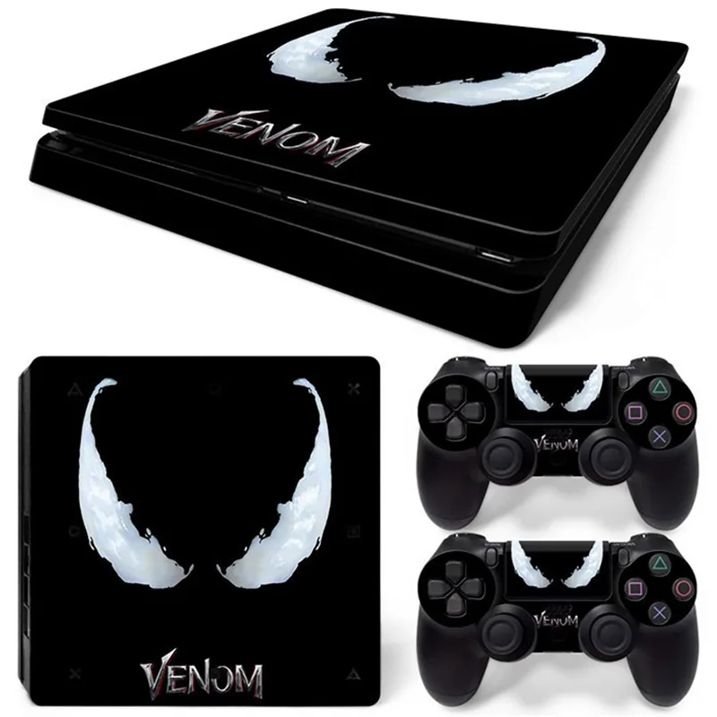 Marvel Spiderman Venom Vinyl Skin Sticker for PS4 Slim Console and 2 Controllers Decal Cover Game Accessories 