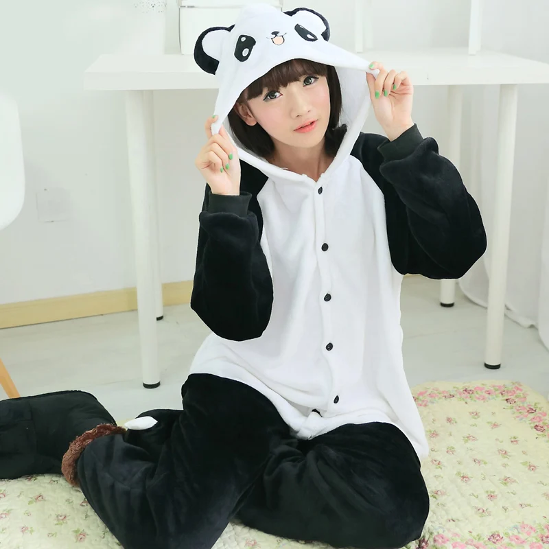 Kigurumi, зимняя Пижама для взрослых, Женская фланелевая одежда для сна, унисекс, милый единорог, Ститч, панда, Мультяшные пижамы с животными, детские пижамы