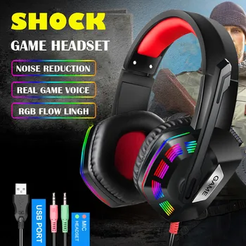 

LED Lights Gaming Headset for PS4 PC Xbox one Stereo Surround Sound Noise Cancelling Wired Gamer Headphones With Mic auriculares