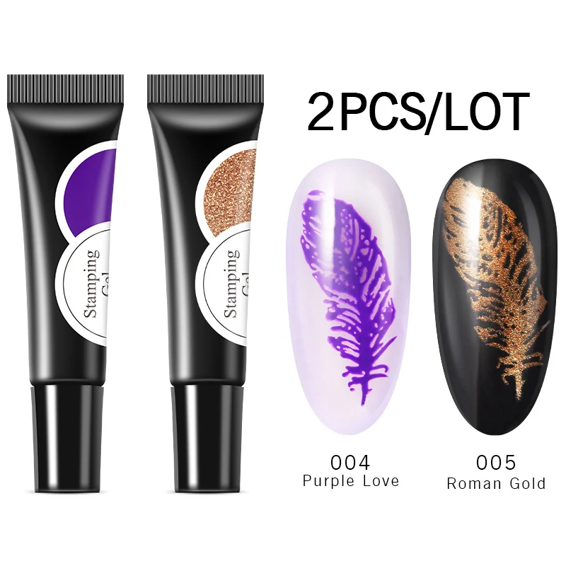 2PCS Modelones штамповка светодиодный Гель-лак для ногтей Набор DIY Nail Art Полупостоянный штамп для ногтей светодиодный Гель-лак Блестящий штамповочный лак - Цвет: 2PCS