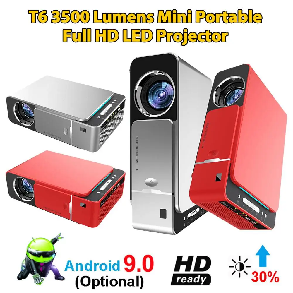 T6 портативный Full HD светодиодный проектор 4K 3500 люменов 1080P домашний кинотеатр Android