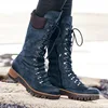 Winter Fashion Women's Mid-Calf Boots Round Toe Western Lace-Up Side Zipper Ladies Boots Comfortable Non-Slip Motorcycle Bootie ► Photo 2/6