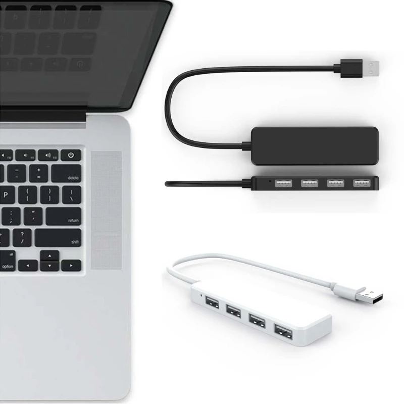 USB 2.0 4 Ports Hub Extension Splitter Adapter for Laptop PC Computer Charger