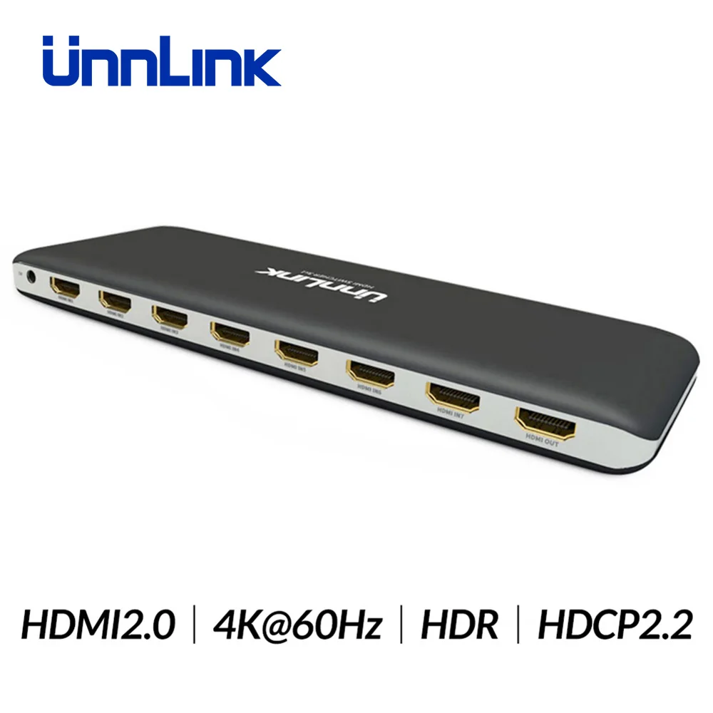 Unnlink HD mi переключатель 7X1 HD mi 2,0 UHD4K при 60 Гц HDCP 2,2 HDR 7 в 1 с ИК-пульт для smart tv mi box3 xbox one s PS4 проектор