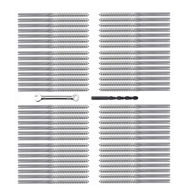 

30 Pairs Swage Lag Screws Left & Right for 1/8 Inch Cable Railing Stainless Steel T316 Stair Decking Railing Hardware DIY Wood P