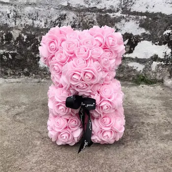 

Hot Sale Artificial Flower Rose Bear Multicolor Plastic Foam Rose Teddy Bear Girlfriend Valentine's Day Birthday Party Decoratio