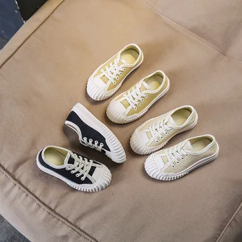 

Children Canvas Shoes Girls and Boys 2019 Autumn New Board Shoes Baby Casual Sport Shoes Small White Sneakers Cookie Shoe